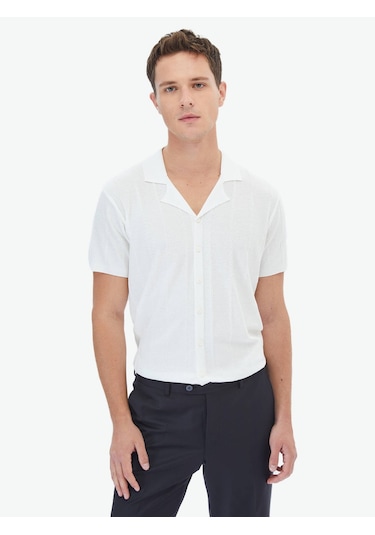 Ekru Regular Fit Casual Gömlek Ekru