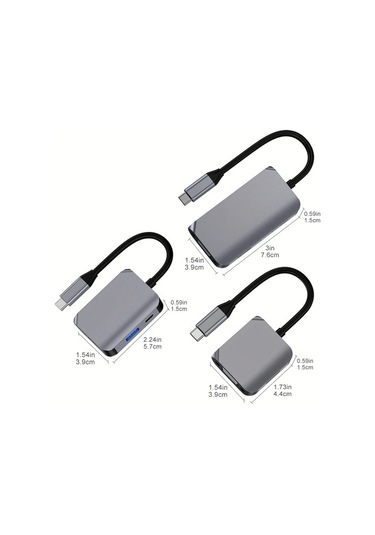 Honeybeeshop 4ü 1 Arada Usb C Hub Hdtv Vga Usb 30 4k 1080p 100w Hızlı Şarj Alüminyum Kasa Altın Kaplama Port Dizüstü Macbook Uyumlu Dell Hp