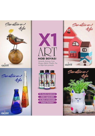 Polisan X1ART Multisurface Hobi Boyası 1000ml - 0093 Gri