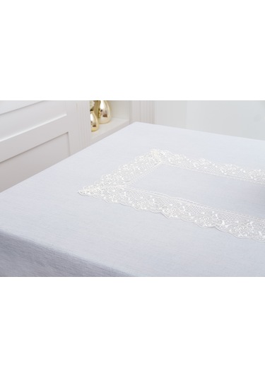 Finezza Gilda Lüx Dantelli Simli Kumaş Krem Masa Örtüsü  160x220 cm -1468