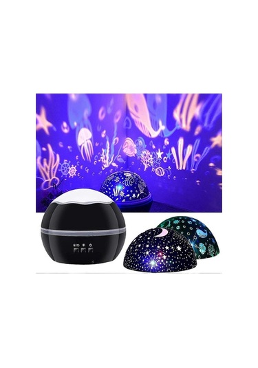 Opulentliving Yaju Çocuk Gece Lambası Projektörü Yıldızlı Gökyüzü Okyanus Balığ Çok Renkli Çok Renkli