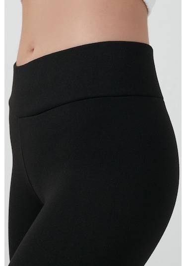 Lela Büyük Beden Seçeneğiyle Yüksek Bel Toparlayıcı Üşütmeyen Kışlık Spor Bayan Tayt 626Tights Siyah