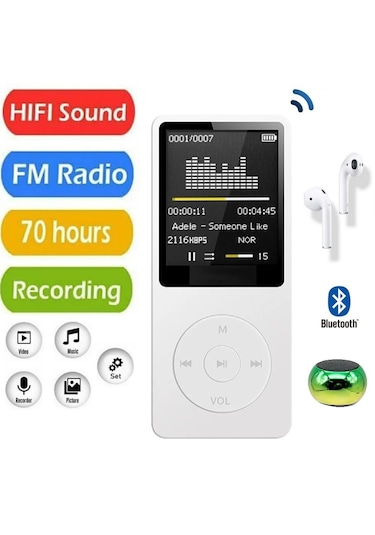 8gb Dahili Hafızalı Mp3 Çalar Ses Kayıt Fm Radyolu Müzik Player