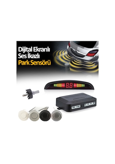 Park Sensörü Dijital Ekranlı Araç Ses İkazlı 22 Mm 4 Renk Siyah N11.405