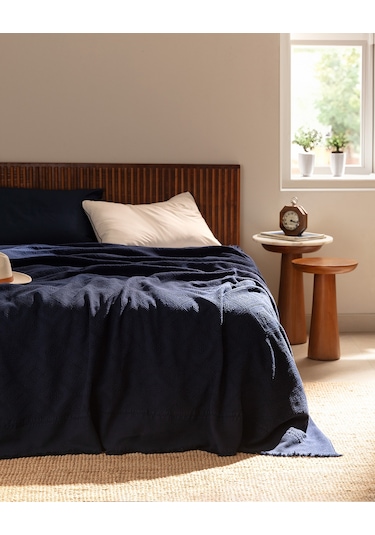 Madame Coco Froncois Tek Kişilik Yatak Örtüsü 8684427000915 Lacivert