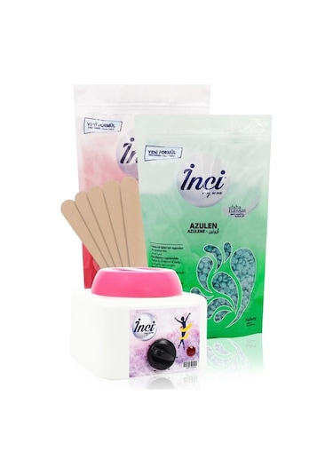 İnci Ağda Sir Ağda Isıtıcı Makine + Pudralı İnci Ağda 200 G + Azulen İnci Ağda 200 G + Spatula x 5