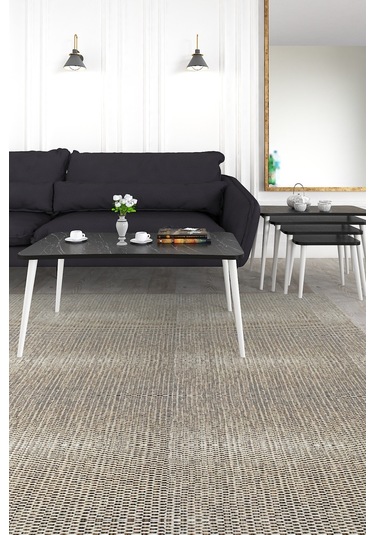 Alanur 5li Orta Sehpa Ve Zigon Sehpa Ahşap Ayaklı Çay Kahve Sehpası Xl Salon Seti Siyah Mermer