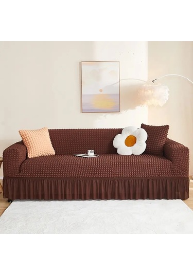 StarMall  Bürümcük Koltuk Örtüsü Kanepe Örtüsü 3lü Bir Adet Kahve
