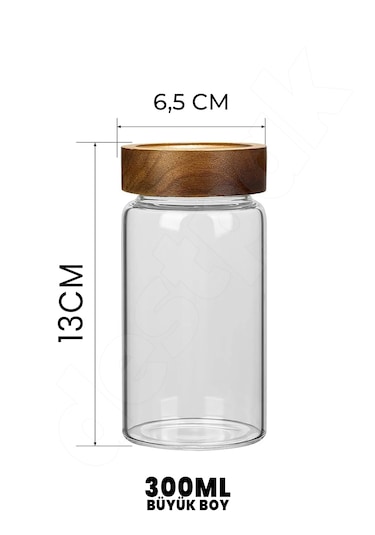 Akasya 6 Adet 300 Ml Cam Baharatlık - Akasya Rengi - Yuvarlak Çok Renkli