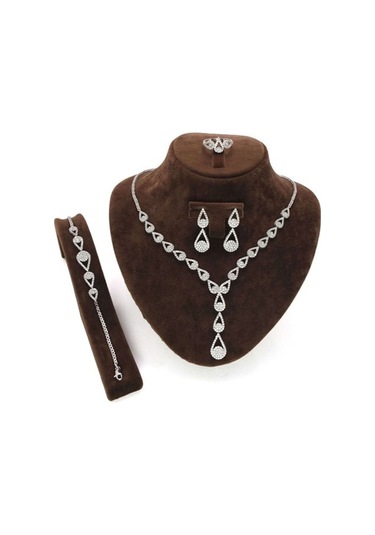 Vog Damla 925 Ayar Gümüş Su Yolu Set - Düğün - Nişan - Söz - Sevgiliye - Eşe Takım