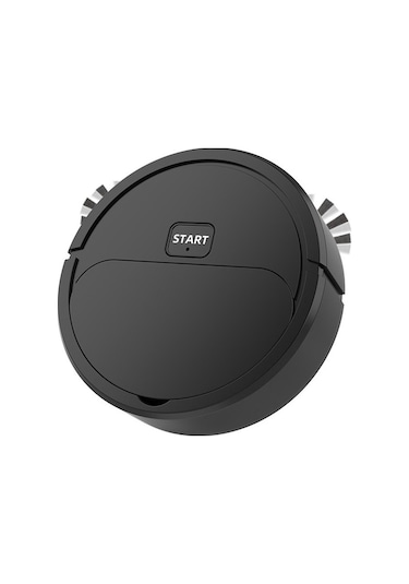 Otomatik Mini Süpürme Robotu Paspas Süpürme Emme 3'ü 1 Arada Temizleme Makinesi Şarj Edilebilir Siyah Siyah