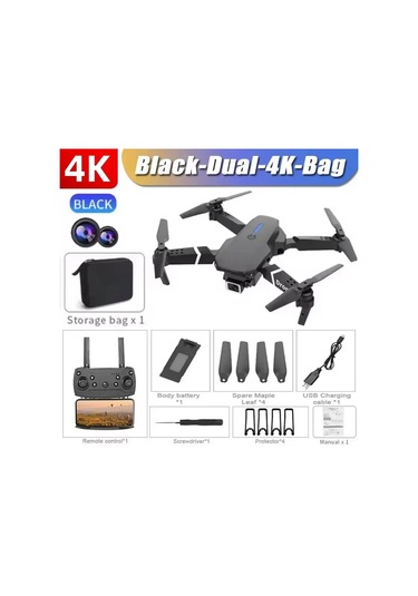 Yeni E88pro Rc Drone 8k Profesyonel 1080p Geniş Açı Hd Kamera Katlanabilir Black-dual-4k-bag