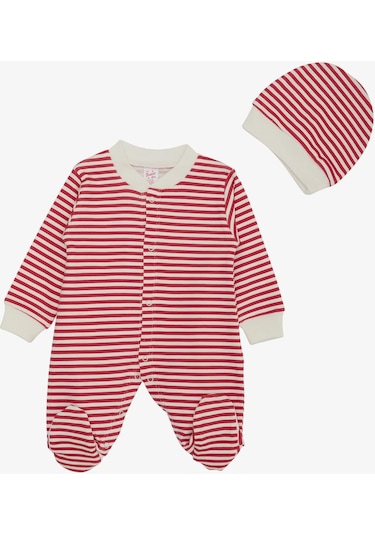 Breeze Kız Bebek Patikli Tulum Çizgili 0-6 Ay, Fuşya-Fuşya