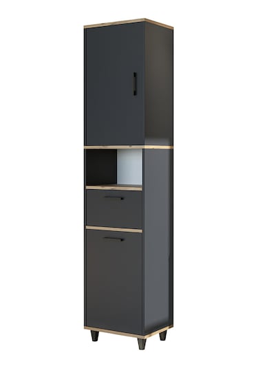Çamaşır Sepetli Banyo Dolabı, Çok Amaçlı Dolap 45 X 200 Atlantik - Antrasit Çamaşır Sepetli Banyo Dolabı, Çok Amaçlı Dolap 45 X 200 Atlantik - Antrasit