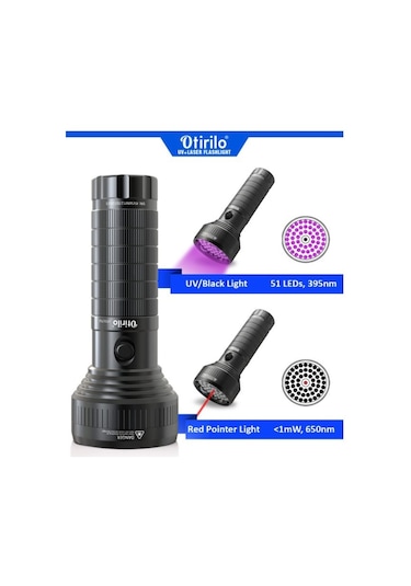 Otirilio 51 Led Uv Balıkçı Feneri Ve Lazer Pointer Mor Işık Siyah