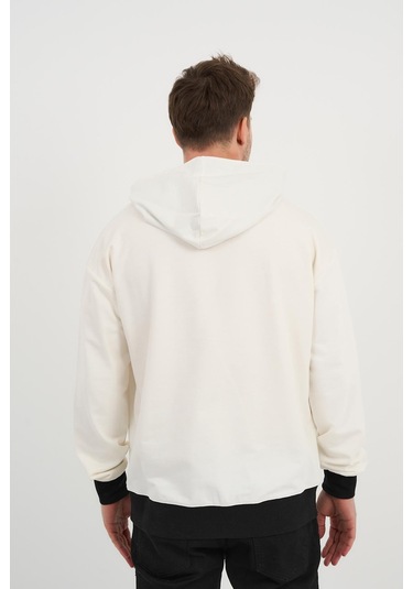 Alexandergardı Özel Unisex Baskılı Kapüşonlu Kanguru Cepli Sweatshirt Unx-0017602 Ekru