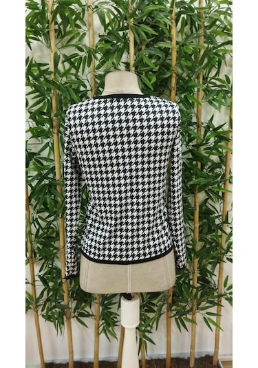 Kadın Uzun Kollu Kaz Ayağı Desenli Şardonlu Dalgıç Ceket DESENLİ