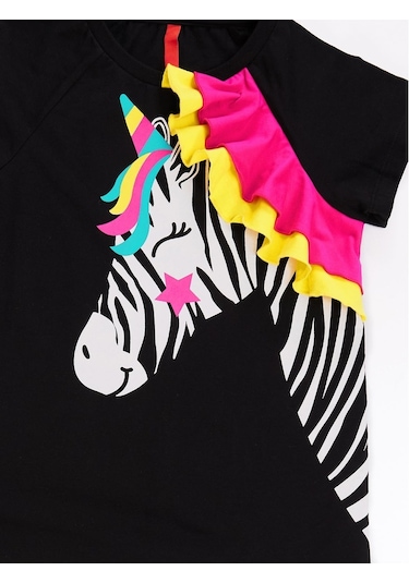 Denokids Zebracorn Siyah Kız Çocuk Tunik Takım Siyah