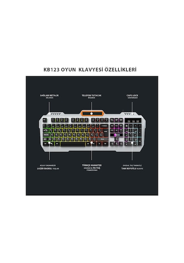 Lecoo KB123 USB Kablolu Rainbow Efektli Gaming Türkçe Q Klavye