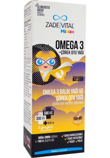 Zade Vital Miniza Omega 3 Ve Çörek Otu Yağı 150 Ml