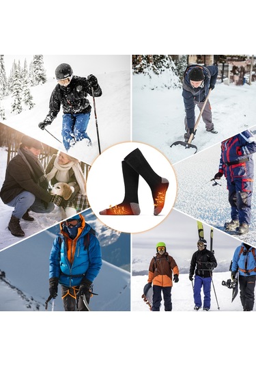 Skycity Kumaş Erkek Kadın Socks Siyah 50 C Sabit Sıcaklık Karbon Fiber Isıtıcı Ayaklık Dış Etkinlikler İçin Pil Yok, Aktarma Kablosu Dahil Siyah