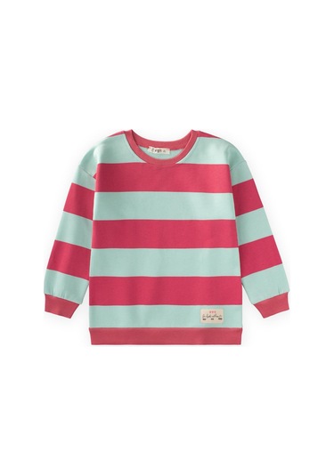 Sweatshirt 4-12 Yaş Mint Mercan Cizgili Mint Mercan Çizgili
