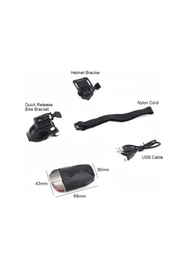 Forte GT 300 lümen Bisiklet Ön Işık Kask ve Gidon Farı Xbyc 6126 Gri - Siyah