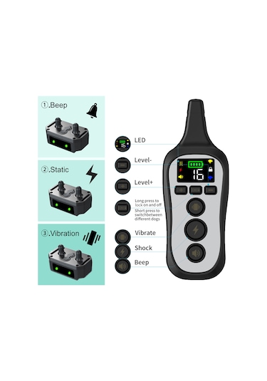 Köpek Tasması Barker, Uzaktan Kumandalı Köpek Eğitmeni Ultrasonik Elektrik Şok Tasması Köpek Eğitim -siyah
