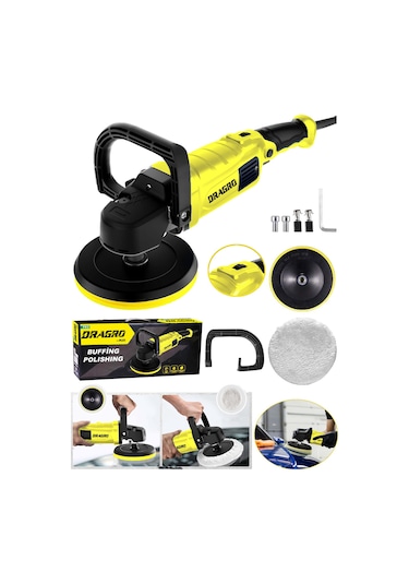 Dragro Alman DRG-POL18 Profesyonel 1800W 6 Kademeli Kutulu Pasta Cila ve Zımpara Makinesi