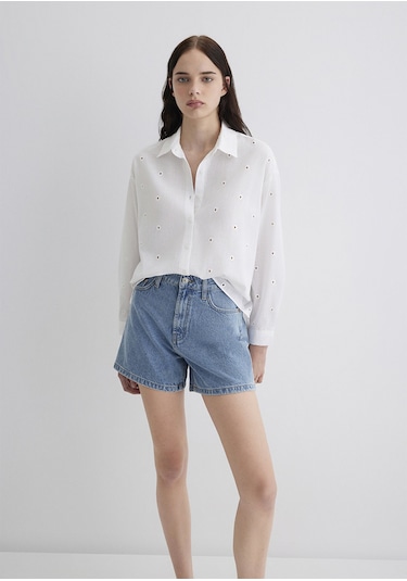 Mavi - Dokulu Ekru Gömlek 1210839-70057 Ekru
