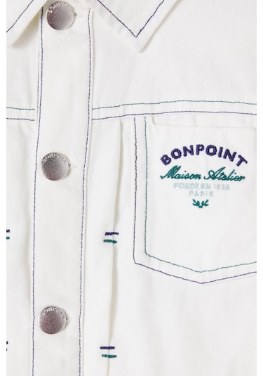 Bonpoint Leddis Beyaz Denim Çocuk Ceketi Aksesuar Seti Y 14