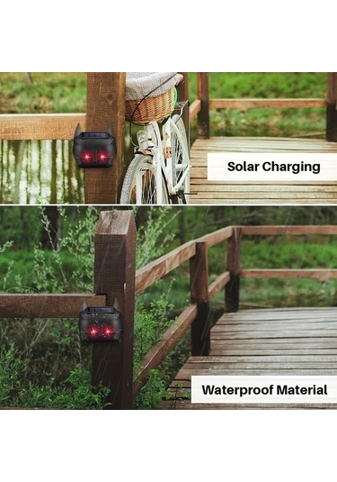 Motion003 Goxawee Siyah 2 Adet Güneş Enerjili Hayvan Kovucu Led Işıklı Kemirgen Savunucu Bahçe Çiftlik Koruma