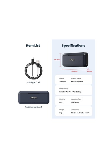 Amagisn 3 Yuvalı Hızlı Şarj Kutusu Pil Şarj Cihazı Siyah
