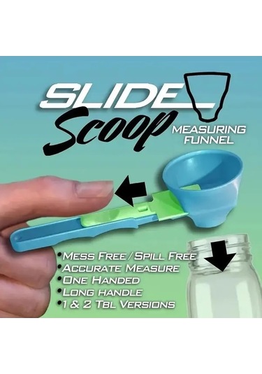 Trendooze Blue 2si1 Protein Ölçeği Mavi Renk Mutfak Gadgetı Kayar Huni Ev Dekorasyonu Mavi