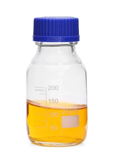 Borox Cam Şişe 250 ML Vida Kapaklı Boş Numune Şişesi