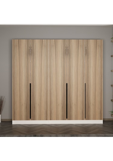 Minar Kale 210 Cm 5 Kapaklı 3b Raf Portmanto Beyaz Dore Plus