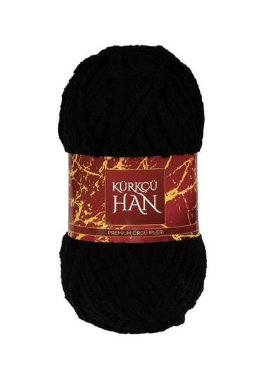 Kürkçü Han Lüks Kadife 100gr 60m El Örgü İpi Siyah
