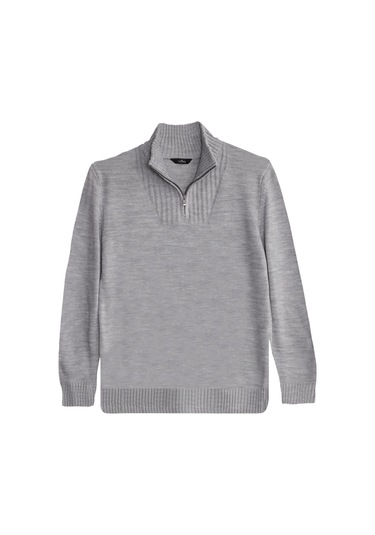 Erkek 3'lü Paket Taş-açık Gri-lacivert Slim Fit Dar Kesim Fermuarlı Dik Yaka Triko Kazak-41816 Çok Renkli