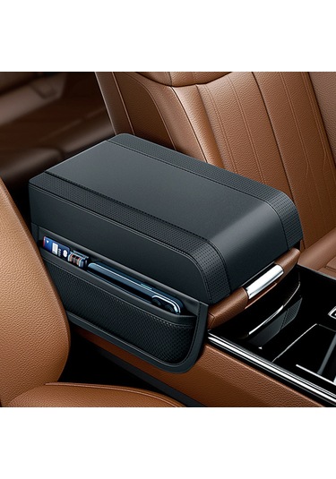 Araba Kol Dayanağı Saklama Kutusu Mat Deri Ve Hafızalı Köpük Araba Orta Konsol K Kahverengi