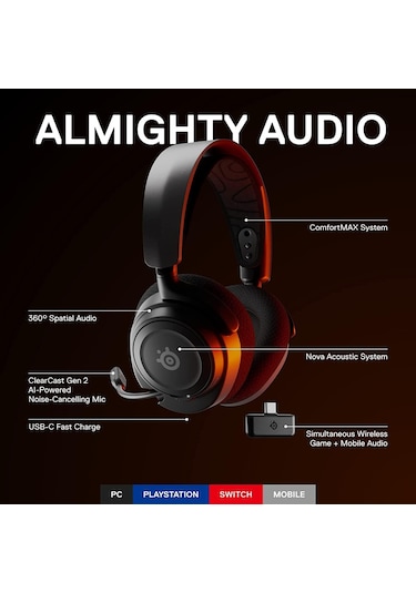 SteelSeries Arctis Nova 7 Kablosuz Bluetooth Oyuncu Kulaklığı