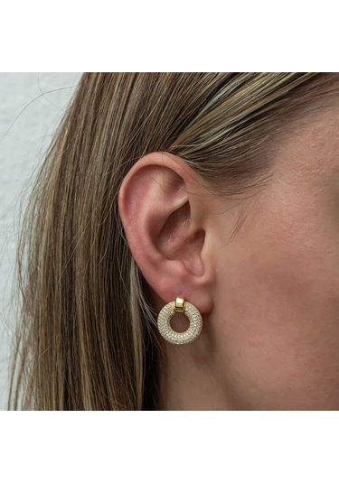 Kenpazar Gümüş Halka Gold Kadın Küpe Gümüş