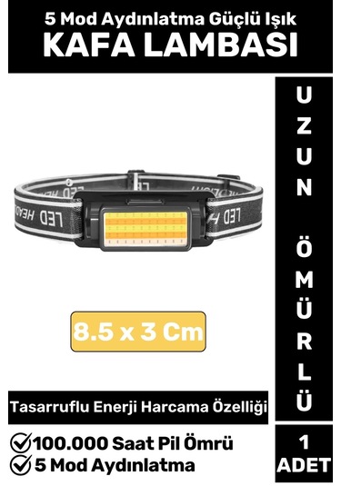 Profesyonel Kamp Avcı Balıkçı Deprem Güçlü Işık 5 Mod Aydınlatma Şarjlı 50 Led Kafa Lambası Çok Renkli