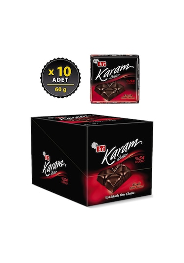 Eti Karam %54 Kakaolu Bitter Çikolata 10 x 60 G