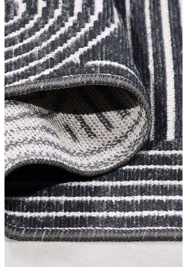 Revna Antrasit Yıkanabilir Halı Kaydırmaz Tabanlı Pamuk Dokuma Salon Mutfak Koridor İçin Antrasit