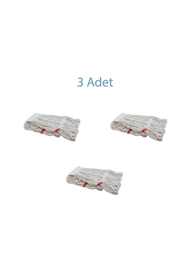 Ekol Yedek Dar Islak Mop Pamuklu Paspas Başlığı Beyaz 3 Adet 17 CM