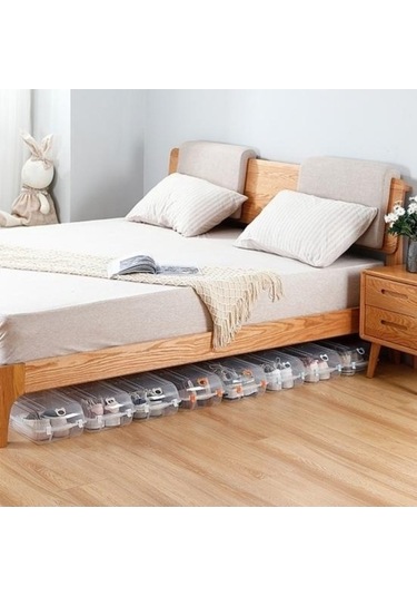 Novahub Turuncu Plastik Ayakkabı Organizatörü, Havalandırma Delikli, Şeffaf, Yerden Tasarruf, Ev İçin L Boyutu Turuncu