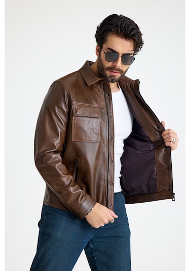 Franko Armondi Reguler Erkek Deri Ceket E23-k-2323-23008 Fındık