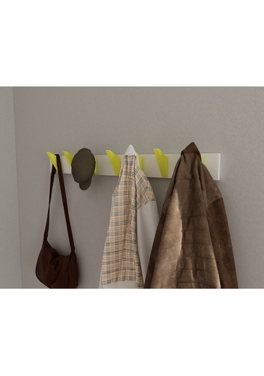 Hepsi3boyutlu Modern Duvar & Kapı Kanca Askılık - 7 Adet Sarı Kanca Askılık - Model No : 5 Sarı
