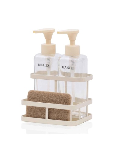 The Mia Metal Standlı Sıvı Sabunluk Beyaz 3 Parça Çok Renkli