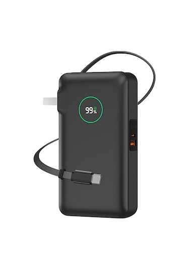 Wiwu Wi-p049 Noble Serisi Type-c Kablolu Dijital Led Göstergeli Powerbank Pd 35w 10000mah Siyah